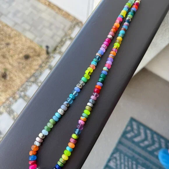 Stunning Lynn Rachel Rose Wild Peacock gemstone necklace with 14 K hardware, 23" - Picture 2 of 7